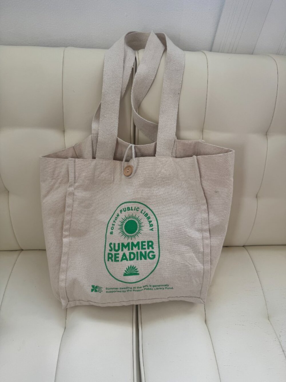 Boston Public Library BPL limited edition 2025 Summer Reading green canvas tote